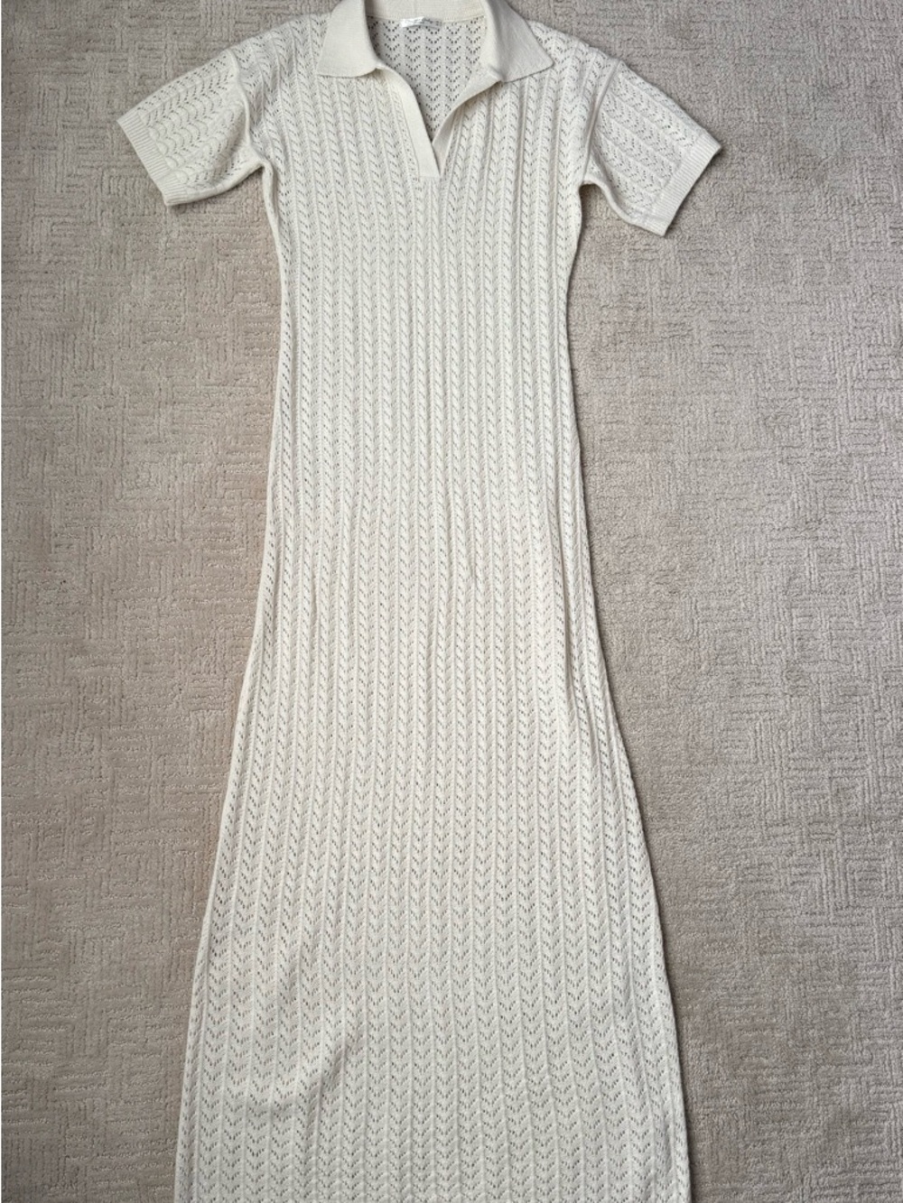 Cream Crochet Knit Maxi Dress - Picture 3 of 5